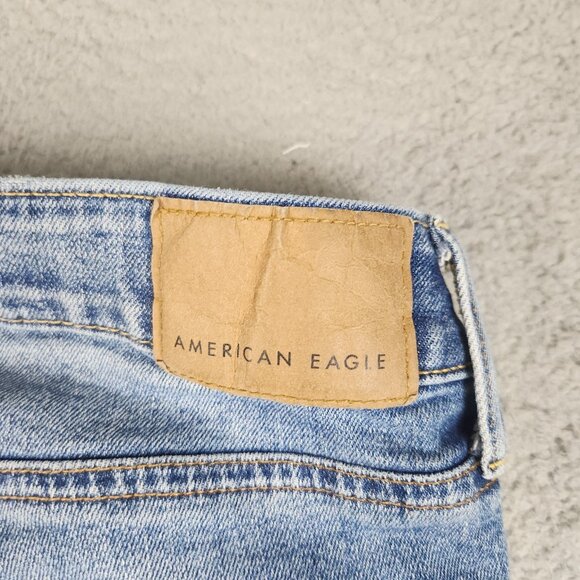 American Eagle Jeans Mens 34x30 Skinny AirFlex+ Patched Distressed Denim Pants - Picture 11 of 16